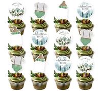 24PCS Let the Adventure Begin Baby Shower Decorations Cake Cupcake Decoration Greatest Adventure Forest Mountain Baby Shower Decorations