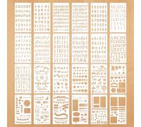 24Pcs Letter Stencils for Crafts Reusable Alphabet Stencils Plastic Alphabet Number Symbol Templates Letter Stencil for Painting DIY Crafts Scrapbooking Bullet Journal Stencil Wood Signs Wall Art