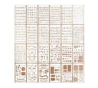 24PCS Letter Stencils, for Painting Alphabet and Number Templates Reusable PET Plastic Multiple Sizes for Precise DIY Craft Lettering Art Scrapbooking Wood Fabric Wall Decoration for Hobbyists