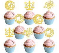 24Pcs Libra Birthday Cake Decoration Big Libra Energy Cupcake Topper Libra Cupcake Topper Gold Glitter