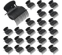 24pcs Lightweight Plastic Hair Curler Claw Clips - Heat Safety Heated Roller Clips for Women Girls Hair Section Styling - Salon Daily Use (Black)