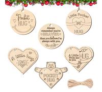 24PCS Little Pocket Hug, Bear Pocket Hug with Rope Wooden Hug Tokens, Thinking of You Gifts Long Distance Relationship Gifts for Friend Family