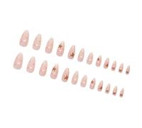 24pcs Long Almond Fake Nail Press Nail Sweet Stick Nail Star Polka Dot Acrylic Nail for Party