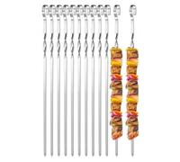 24PCS Long Metal Kebab Grill Steel Sticks Flat BBQ Skewers Barbecue Meat Flat BBQ Rack, Reusable Stainless Steel Sticks for Meat and Food 40cm