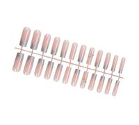 24Pcs Long Square False Nails French Tips Acrylic Decoration Glitters Press On With Butterfly Designs Acrylic False Nail