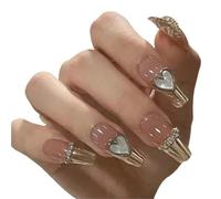 24Pcs Long Square Press On Nails Celestial Star Moon Glitter Gradient