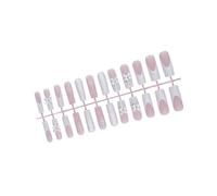 24pcs Long Square Press On Nails French Tip Christmas False Nails With 3D Bows Designs Stick On Nails Manicure