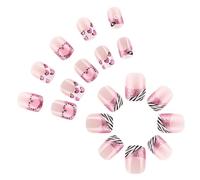 24pcs Long Square Press On Nails French Tip Christmas False Nails With 3D Bows Designs Stick on Nails Manicure