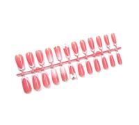 24Pcs Long Square Press On Nails Glossy False Bows White French Tip Full Covers Decors Easy To Apply Professional Nail Tools