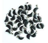 24pcs/lot Natural Stone Crescent Moon Shape Charms Pendants For DIY Jewelry Making ornament (Color : Obsidian)