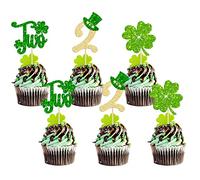 24Pcs Lucky Two Cupcake Topper St. Patrick 2nd Birthday Cupcake Decoration for Lucky Charm Birthday Decor Shamrocks Theme Irish Day Baby Shower 2nd Anniversary Supplies