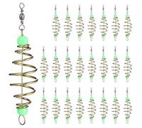 24pcs Luminous Metal Bait Feeder Fishing Cage with Spring Coil | Carbon Steel Inline Design, Open-wire Olive Shape, Glow-in-the-dark Beads, for Carp and Pier Fishing