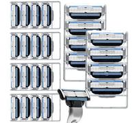 24Pcs Mach 3 Razor Blades Refill,3-Layer Manual Razor Dual-Layer Lubricating Strip Extra Close Precision Manual Razor Blades Compatible with Gillette Mach 3 Razors Blades for Men