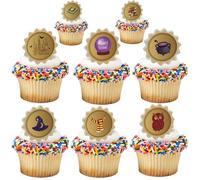 24pcs Magical Wizard School Cake Toppers Cupcake Ring Decor for Kids Magical Wizard School Birthday Party Supplies Baking Decorations Party Favors
