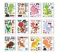 24pcs Make a Face Dinosaur Stickers for Kids - Make Your Own Dinosaur Stickers - Perfect for Dino Birthday Goodie Bags & Party Favors