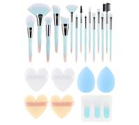 24Pcs Makeup Brushes Set With Fiber Bristles Powder Puff Silicone Face Brushes For Different Needs Tools