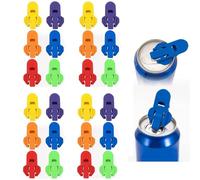 24Pcs Manual Easy Can Opener, Colorful Beverage Drink Can Cover Protector Caps, Ring Opener Tool Shield Prevent Dust for Pop, Cokes, Beer, Soda, Drink Aluminum Beverage at The Party, BBQ, Beach