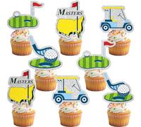 24Pcs Masters Golf Cupcake Toppers - Glitter Masters Golf Party Decorations for Birthday Party Cake Décor