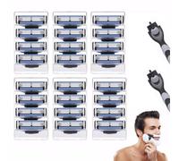 24PCS Mens Razor Blades Refills and 2PCS Handles Compatible with Gillette, Washable Layer Shaver Blades Kit for Men Father Boyfriend