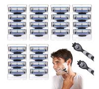 24PCS Mens Razor Blades Refills Compatible with Mach 3 and 2PCS Handles Washable 3-Layer Shaver Blades Kit for Men Father Boyfriend