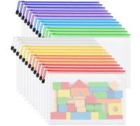 24pcs Mesh Zipper Pouch Bags, A3 Large Size 8 Colors Plastic Zipper Bags for Organizing Storage, Clear Pouches with Zipper, Waterproof Mesh Bags for School Supplies, Home Organize, Travel Storage