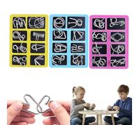 24Pcs Metal Brain Teaser Puzzles Ring, 3D Interlocking Metal Wire IQ Logic Game, Challenging Iron Ring Puzzle for Kids Adults, Educational Party Favor Travel Thinking Toy