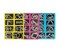 24Pcs Metal Brain Teaser Puzzles Toy, IQ Games Physics Mind Metal Puzzles for Kids and Adults, Portable Puzzle Games for Party Favor and Challenge (1set)