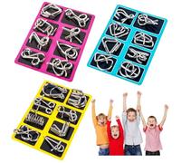 24Pcs Metal Brain Teaser Puzzles Toy, Mind Metal Puzzles for Kids, Basket Stocking Stuffers Ring Magic Trick Toy for Kids Adults Challenge Indoor Outdoor Decor (B)