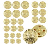 24Pcs Metal Gold Blazer Buttons - Round Flat Vintage Brass Gold Buttons with Storage Box for Blazer Shirt Suit Trousers Jacket - 15mm, 18mm, 21mm, 25mm