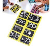 24PCS Metal Montessori Puzzle Solving - 3D Metal Challenge Puzzle Toy, Metals Brain Teaser Puzzles, Reverse Thinking Physics Mind, Durable Metals Wire Disentanglement for Focus & Patience (Yellow)