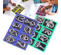 24PCS Metal Montessori Puzzle Solving - 3D Metal Challenge Puzzle Toy, Metals Brain Teaser Puzzles, Reverse Thinking Physics Mind, Durable Metals Wire Disentanglement for Focus & Patience (2Pcs-D)