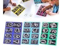 24PCS Metal Montessori Puzzle Solving - 3D Metal Challenge Puzzle Toy, Metals Brain Teaser Puzzles, Reverse Thinking Physics Mind, Durable Metals Wire Disentanglement for Focus & Patience (3Pcs-C)