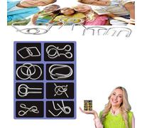 24PCS Metal Montessori Puzzle Solving, 3D Wire Puzzle Set, Iron Link Interlock Brain Teaser Puzzles for Adults, Ring Magic Trick Toy for Party Favor Adults Challenge, (Purple)