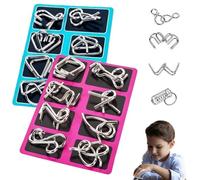 24pcs Metal Montessori Puzzle Solving, Reverse Thinking Physics Mind Games, Metal Puzzle Ring Disentanglement Set, Ring Magic Trick Toy for Waiting Rooms Party Favor Adults Home Challenge(B+C)