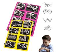 24pcs Metal Montessori Puzzle Solving, Reverse Thinking Physics Mind Games, Metal Puzzle Ring Disentanglement Set, Ring Magic Trick Toy for Waiting Rooms Party Favor Adults Home Challenge(A+C)