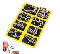 24pcs Metal Wire Puzzle, Brain Teaser Metal Montessori Puzzle Solving, 3D Ring Physics Educational Fidget Toy, Interlock Challenge Set for Kids Teens Adults Challenge (A)