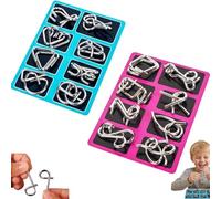 24pcs Metal Wire Puzzle, Brain Teaser Metal Montessori Puzzle Solving, 3D Ring Physics Educational Fidget Toy, Interlock Challenge Set for Kids Teens Adults Challenge (B+C)