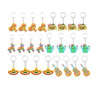 24pcs Mexican Fiesta Theme Cartoon Keychains for Bag Hanging Decorations