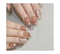 24pcs Milk Blue French Style Press On Nails Almond Cat's Eye Fake Nail With Bowknots Diamond Decor For Girls(Y2)