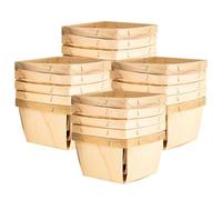 24pcs Mini Berry Basket 1 Pint Wooden Square Vented Box
