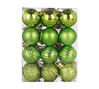 24pcs Mini Christmas Balls Ornaments, Shatterproof Plastic Ornaments Xmas Balls, 30mm/1.18Inch Christmas Tree Balls Decoration with Hanging Hole and Short Line (Green)