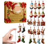24pcs Mini Christmas Ornaments Acrylic Set For Tree Decoration, Small Acrylic Figurines Miniature Ornaments For Hanging 2025 Pendant santa flat large christmas flat calendar mini calendar 2025
