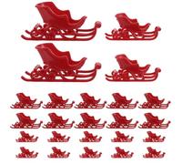 24pcs Mini Christmas Sleigh Ornament Plastic Red Model for Home Decor