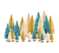 24PCS Mini Christmas Trees - Tabletop Pine Decorations for Desk, Shelf, Mantel, Home or Office - Miniature Xmas Trees for Holiday Decor, Crafts and Party Display (Silver Gold Green)