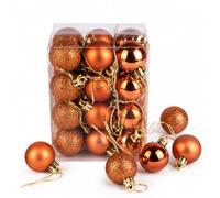 24PCS Mini Orange Ornaments Halloween Balls Shatterproof Christmas Tree Ball Decorations 1.2" Plastic Glitter Decorative Hanging Balls for Xmas Tree Halloween Holiday Wedding Party Home Decor