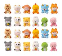 24Pcs Mini Resin Animals Figures Set, 12 Styles Tiny Farm & Zodiac Figurines (Rat, Ox, Tiger, Rabbit, Dragon, Snake, Horse, Goat, Monkey, Rooster, Dog, Pig), for Fairy Garden Miniature Dollhouse Decor