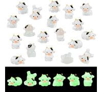 24pcs Mini Resin Cow, Miniature Small Resin Luminous Cows Tiny Resin Glowing Cow Animals Ornaments Decor for Garden Landscape Home Decoration & Party Cake Headbands DIY