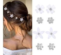 24Pcs Mini White Flower Hair Clips - Cute Small Flower Clips for Hair with Rhinestone Flower Clip Sweet Bridal Hair Clips Hair Barrettes Decorative Wedding Hair Pins Hair Accessories for women girls