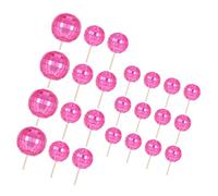 24pcs Miniature Discos Cupcake Picks Cake Toppers Dessert Birthday Decorations Festival Cake Embellishments Reflective Toppers