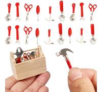 24Pcs Miniature Dollhouse Accessories, Mini Repair Tools Dollhouse Accessories, Realistic Wrench Hammer Kit Miniatures Toys for DIY Warehouse Garden Garage Decor Party Favour